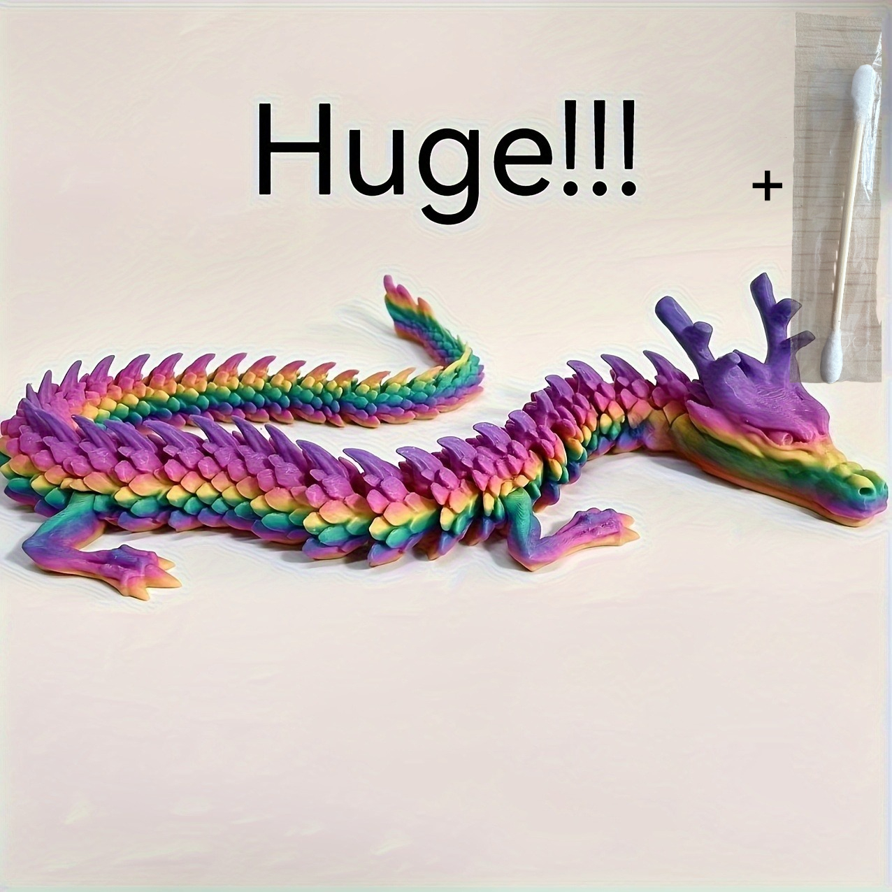 TEMU 1pc Random Color Large 30cm (11.8in) Moveable Jointed Dragon Model+1pc Cleaning Rod- Flexible Tpu Poseable Dragon Figure With Movable Legs, ,
