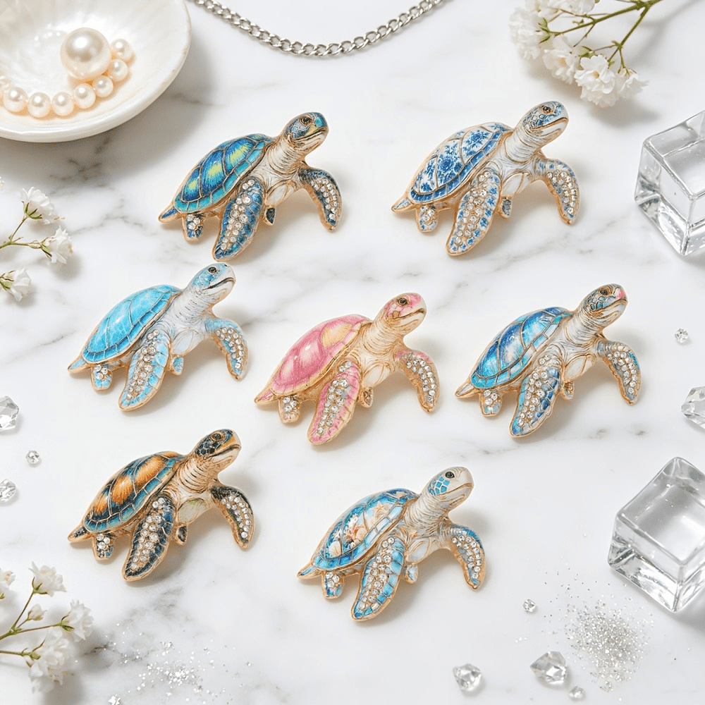 Baroque Elegant Gradient Enamel Turtle Brooch, Gift
