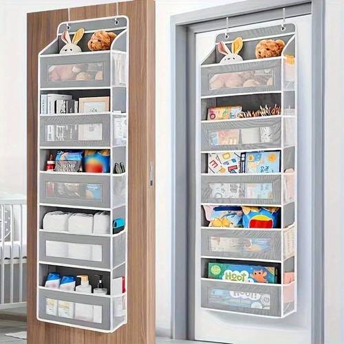 5 tier hanging storage rack for behind doors supports up to 19 96kg sturdy and durable no drilling required anti tip design versatile plastic storage box ideal for bedrooms bathrooms rooms closets and kitchens