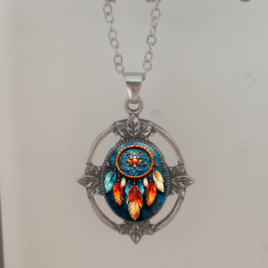 TEMU 1pc Dreamcatcher Necklace Feather Necklace Bohemian Necklace Tribal Necklace Leaf Necklace Vintage Necklace Jewelry Accessories Unique Jewelry