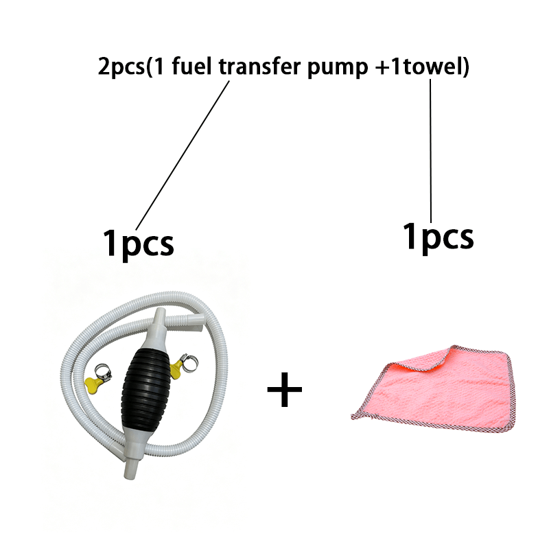 TEMU 2pcs(1 Transfer Pump+ 1 Towel)manual Siphon Fuel Transfer Pump, Portable Hand Pump With Stainless Hose Clamp, For Gasoline, , Oil