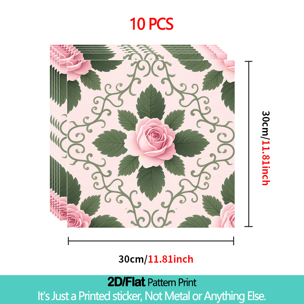 10pcs Pack Self-adhesive Waterproof Vinyl Floor Tiles Suitable For Kitchen, Bathroom, Living Room - Vine Stickers, Floor Decals For Floors, Installation, No For Decor (vinyl Sheets), 2d Flat
