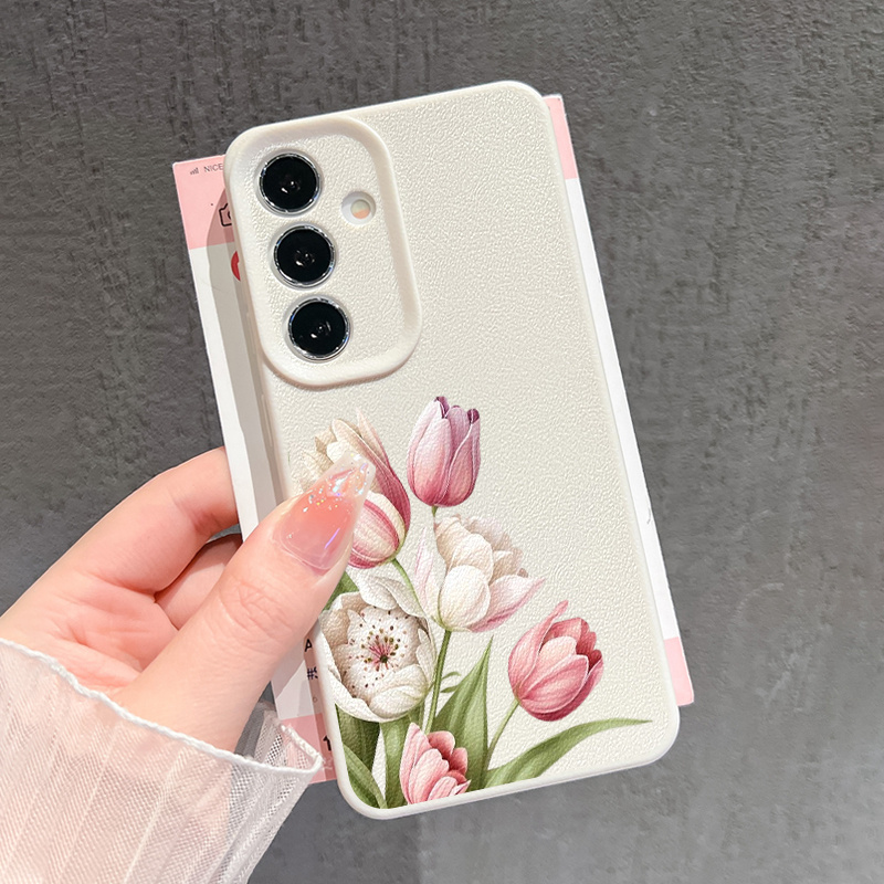 TEMU Tpu Phone Case Featuring A Pattern Of Pink And Flowers, Designed For For Galaxy Models Including A05s, A13, A14, A15, A23, A24, A25, A33, A34,