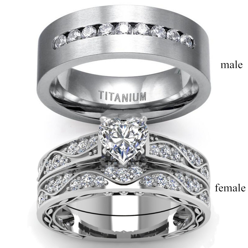 

Luxurious Heart-shaped Couple Rings - Alloy, Weddings & Valentine's Day Gift
