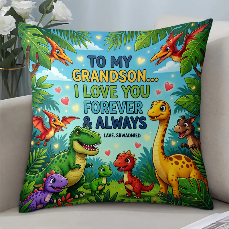 TEMU 2d Flat - Dinosaur-themed Pillow Cover, Perfect For Decorating A Bedroom. A Soft Cushion Cover With 2d Flat Printing, Ideal As A Gift For A