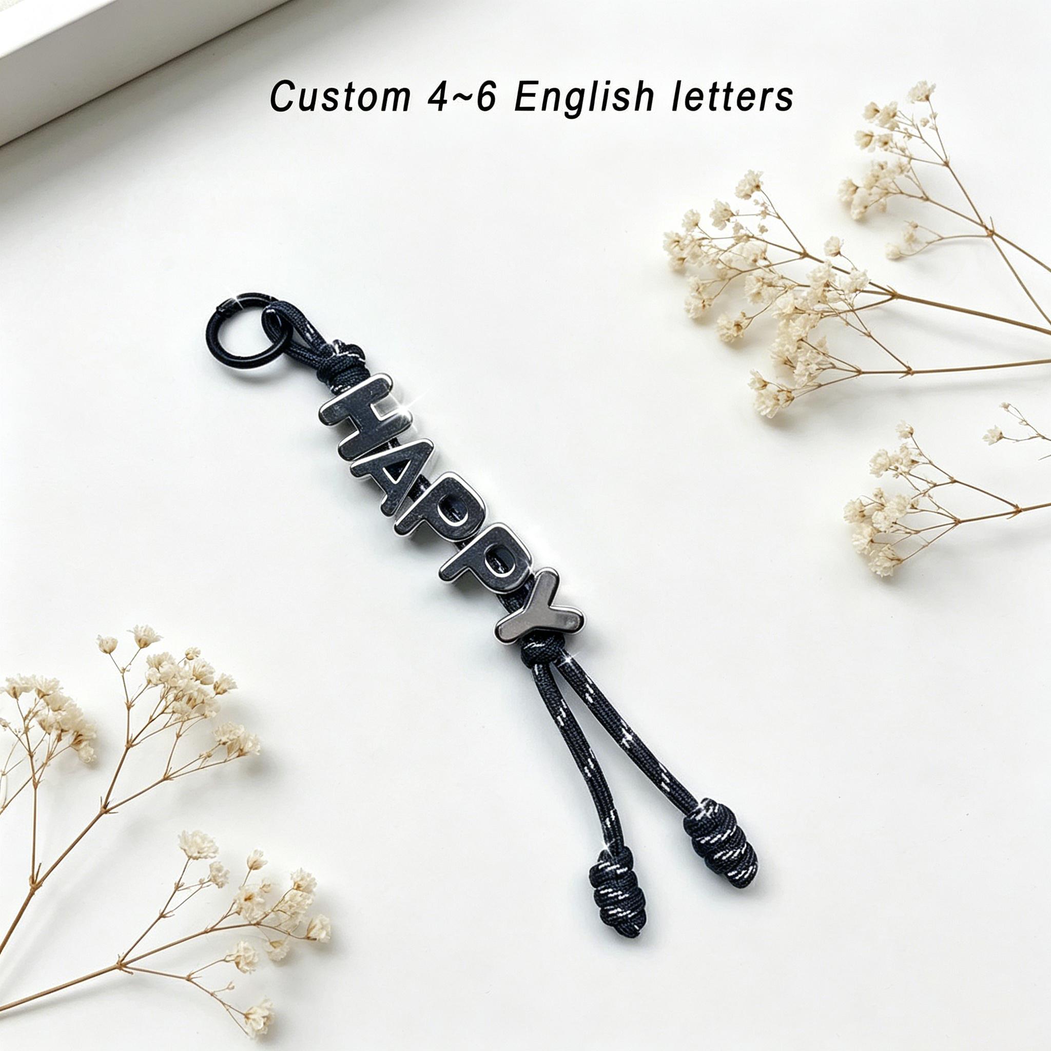 TEMU [2d Flat] [customized] 1pc Personalized Silvery Acrylic Letter Pendant, Custom Couple Keychain/bag Pendant, Birthday Gift, Valentine's Day Gift,