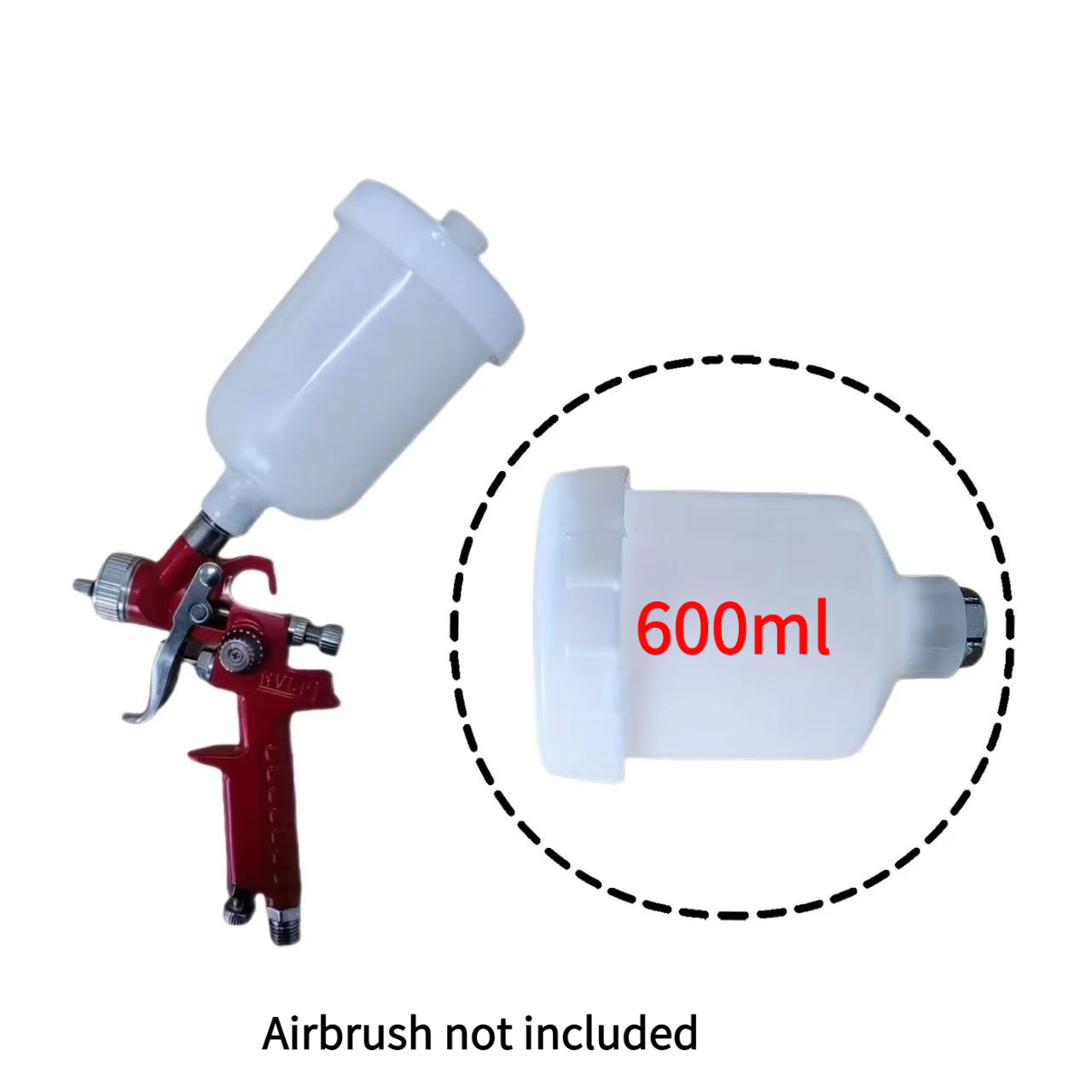 TEMU 600cc Large Capacity Inner Cup, K3 Threaded Inner Threaded Cup Mouth, Large Plastic Cup, Suitable For G2008, H827 And Other Base Coats Spray