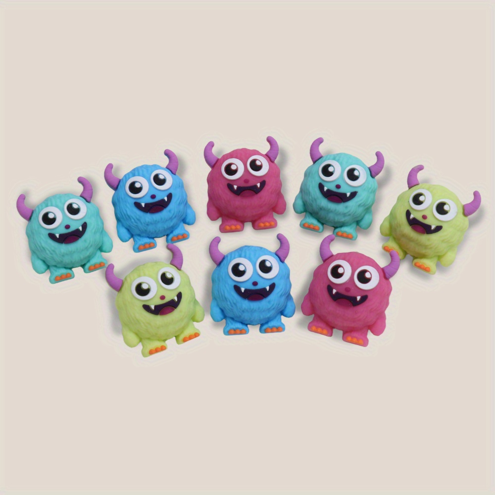 Image of 8pcs Hairball Monster Silicone Beads Set - Craft Jewelry Making Silicone Beads Friendship Bracelet Pen Decor Diy Supplies Bulk Gift For