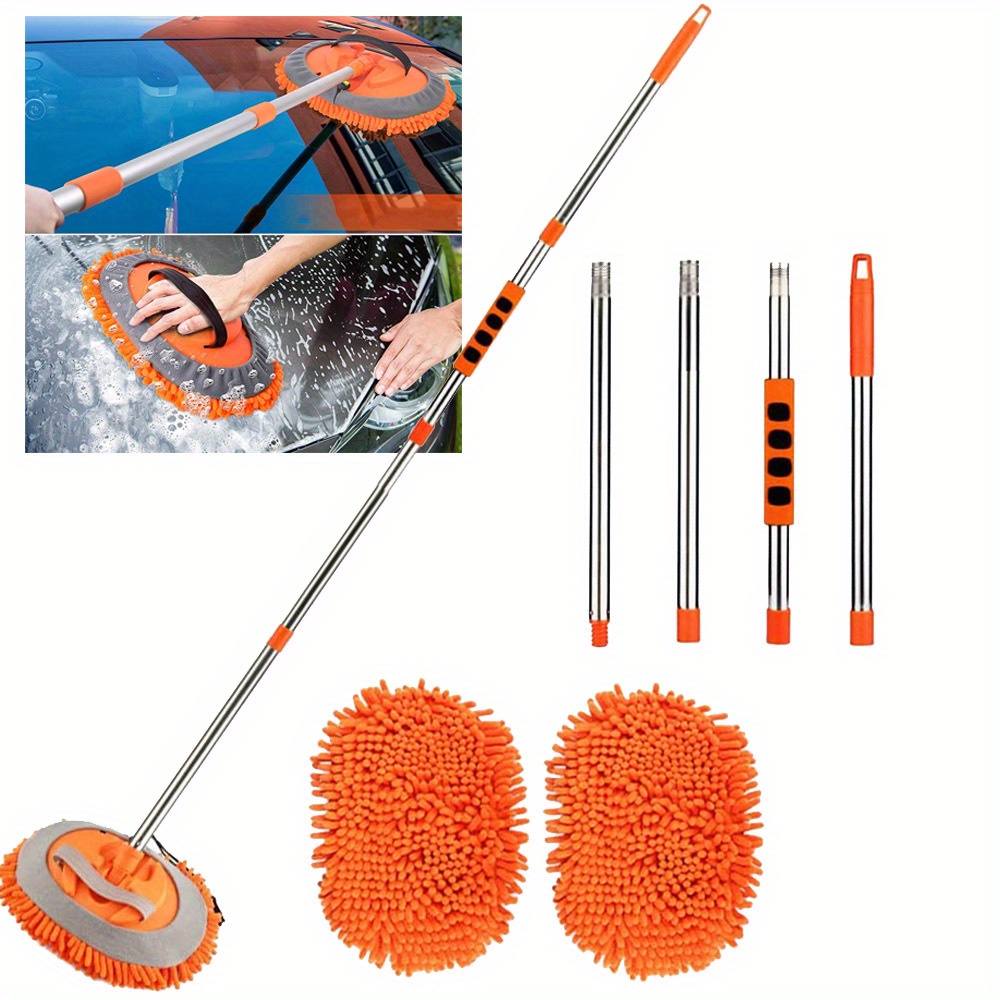 1set Car Wash Brush With Telescopic Handle Car Wash Mop Multifunctional For Cars Windows