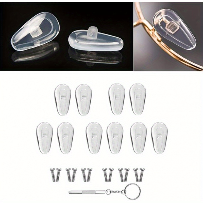 E-shop Brillen Nasenpads, Verbesserte Weiche Luftkammer Brillen Nasenpads, 5 Paar Schraubbare 15mm Brillen Nasenpads Set mit Schrauben und