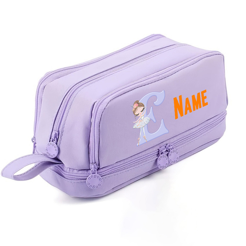 TEMU 1pc Custom Large Capacity Pencil Case With /name - Multi-compartment Storage Box, (black/blue/green/pink/purple) With Zippered Pocket And Side