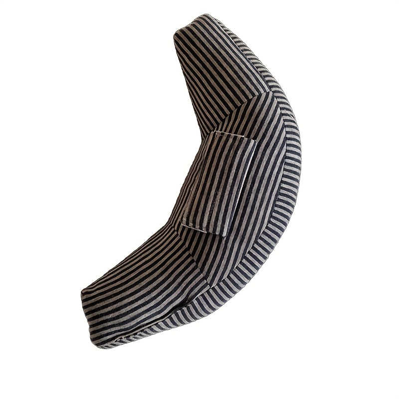 Image of [striped Headrest] 1pc Ergonomic Car Seat Travel Pillow Neck Support Cushion, Car Headrest Shoulder Pad, Universal Seatbelt Sleeping Pillow