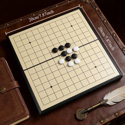 81pcs magnetic 8 inch x 8 inch go board and checkers set portable foldable board 40pcs black and 40pcs white pieces and 1pc board suitable for home use convenient to carry