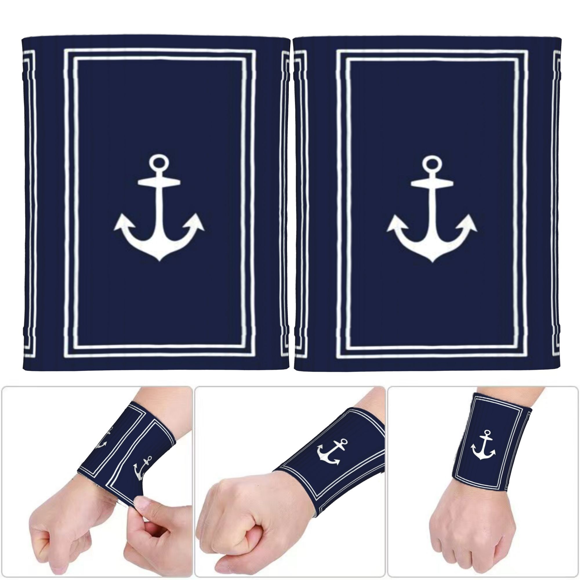 Navy Anchor Minimalist Logo Wristbands, Unisex