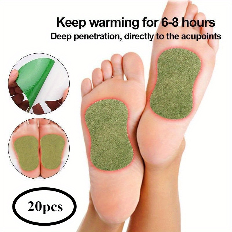 

20 patchs à base de plantes avec d' et de pour des pieds, conçus pour une pénétration profonde des d'acupuncture, un matériau non tissé respirant et un chauffage par moxibustion rafraîchissant.