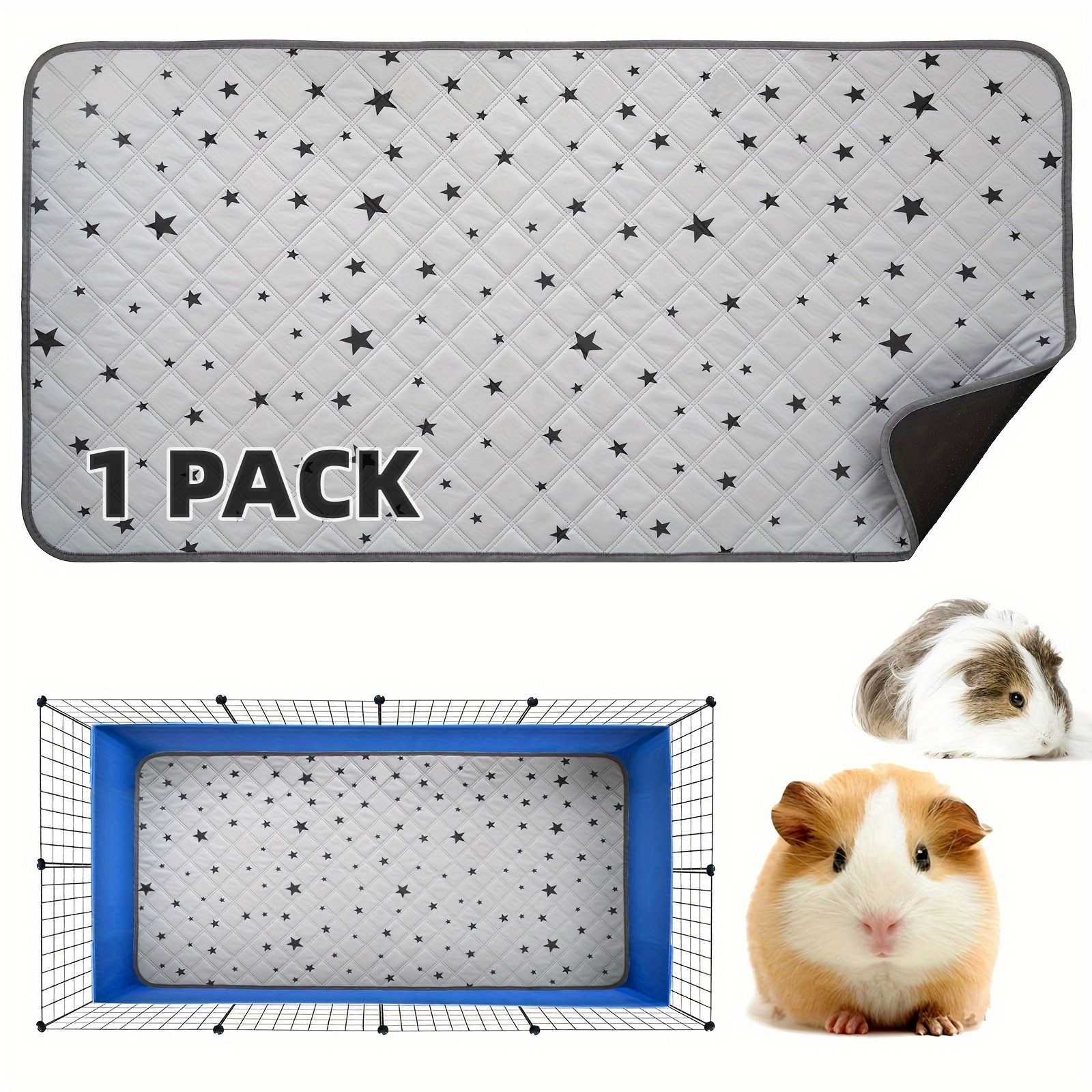 

1pc Star Pattern Guinea Pig Cage Liner, 24"x47" Polyester Bedding, Washable, Waterproof, Anti-slip, Pee Pad For Small Animals, Easy Clean Hamster Rat Cage Liner