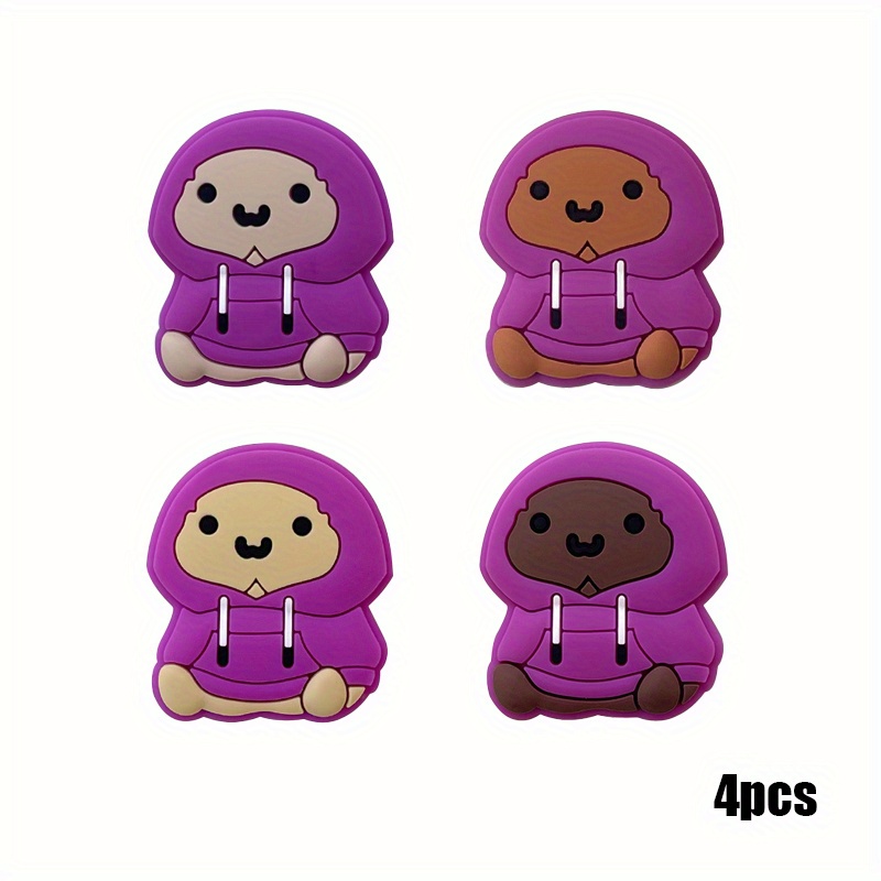 TEMU 4pcs Mixed Color Cartoon Doll Silicone Beads - Colorful Charms, For , Pen Decorations, , Keychains - Ideal For Christmas & Valentine's Day Gifts