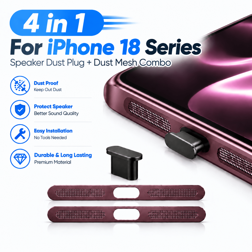 TEMU 4in 1pc 2pcs Metal Speaker Dust Covers And 2pcs Plugs, Compatible With Iphone 18 Pro Max/18 Pro Type-c Port Dust Plugs, Metal Speaker Dust