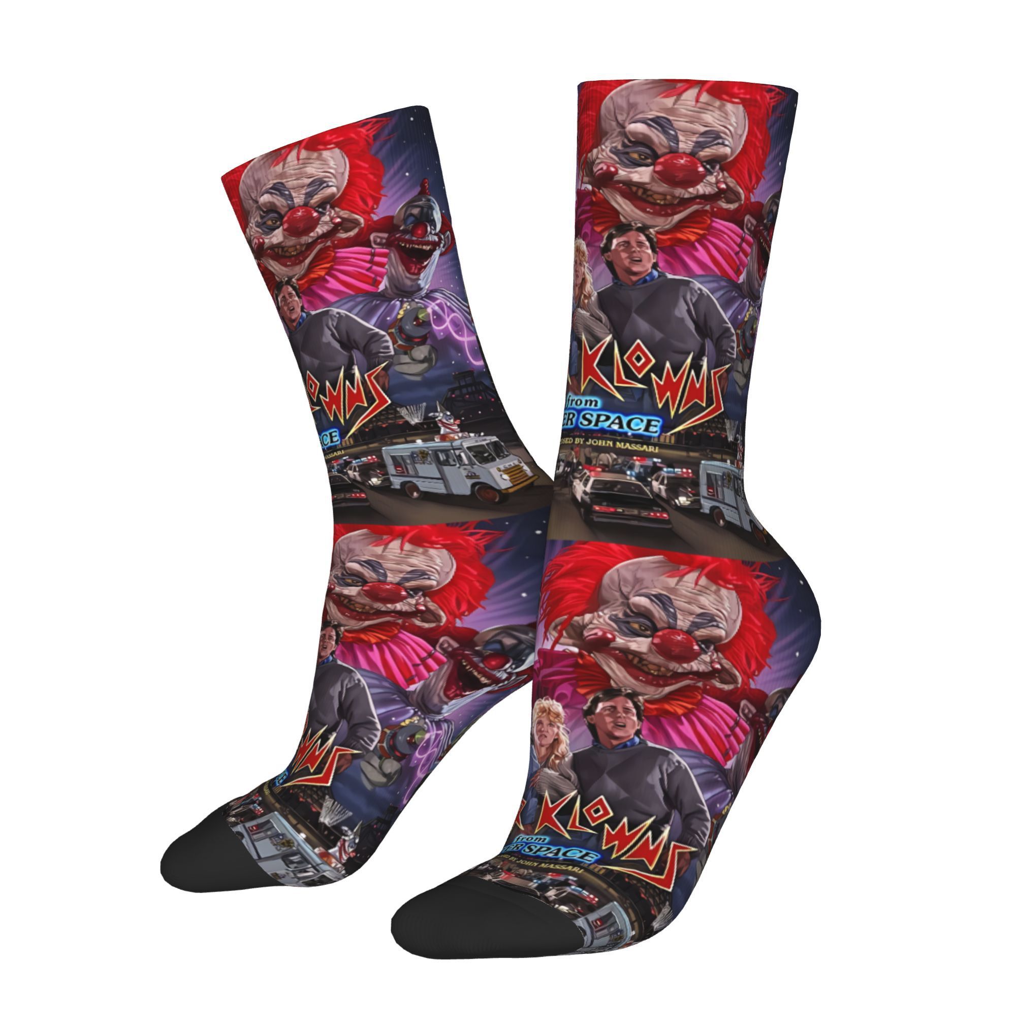 

1 Pair Men's Novelty Clown Print Socks, Polyester (95% Polyester, 5% Elastane), Knit Fabric, Print, Hand Wash/ - Socks