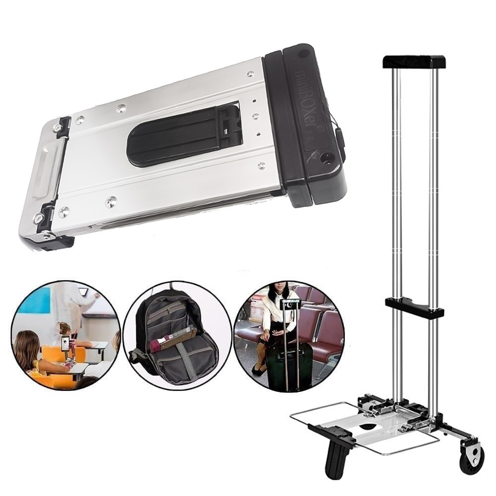 Lightweight Collapsible Cart With A Load Capacity Of 10 Kg, Measuring 24×11×3.5 Cm When Folded, Ideal For Travel, Shopping, Office Use, And Light Hauling
