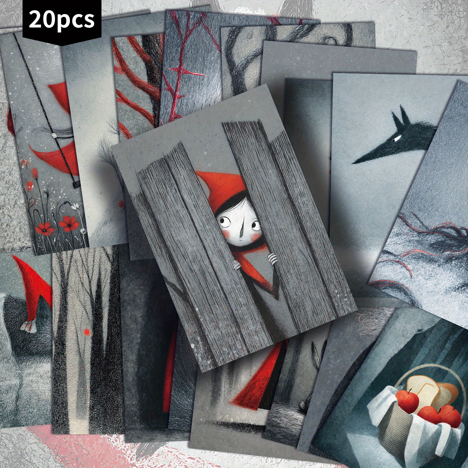 TEMU 20-pack Vintage Weird Fairytale Postcards - 4x6 Inches Retro Junk Journal Paper, Classic Pinup Illustrations, Collectible Decorative Painting