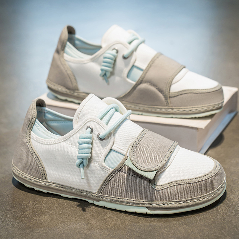 2026 Spring Summer Men Ugly Cute Canvas Shoes Flat Soft Light Wide Feet Casual Student Skate Sneakers