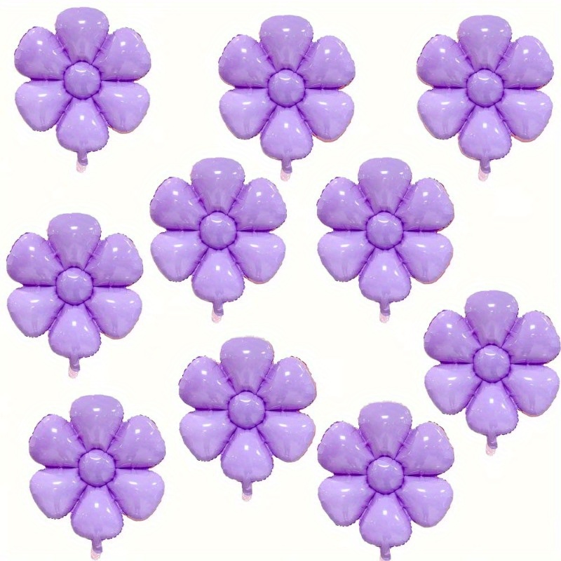 TEMU 10 Purple Trumpet Daisy Aluminum Foil Balloons