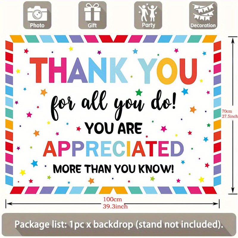 TEMU [party Banner] 1pc Thank You Backdrop We Appreciate Decoration Background Thanks For All Do Backdrop For Staff Employee Teachers Doctor