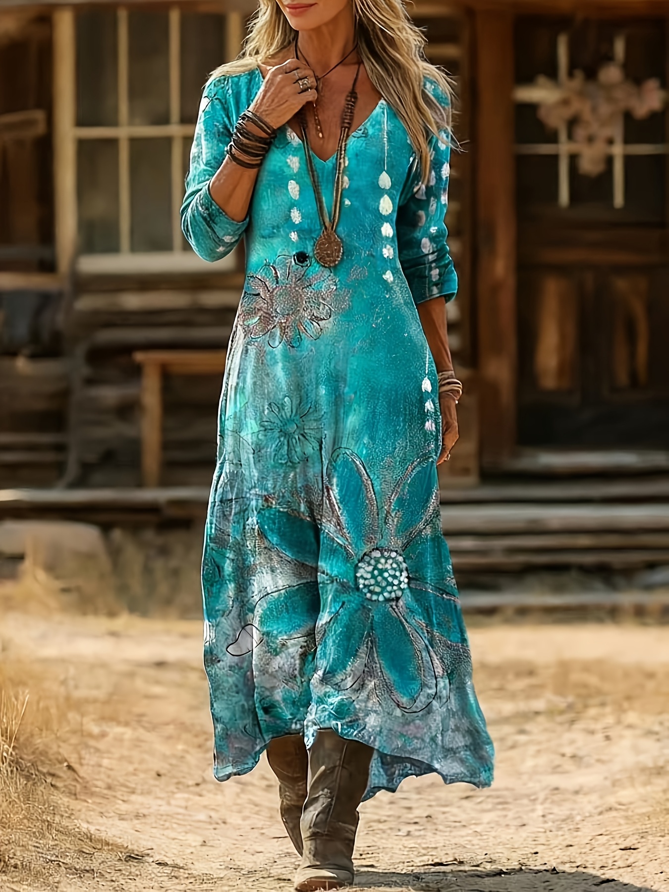 green emerald velvet dress Turquoise Western Maxi Dress
