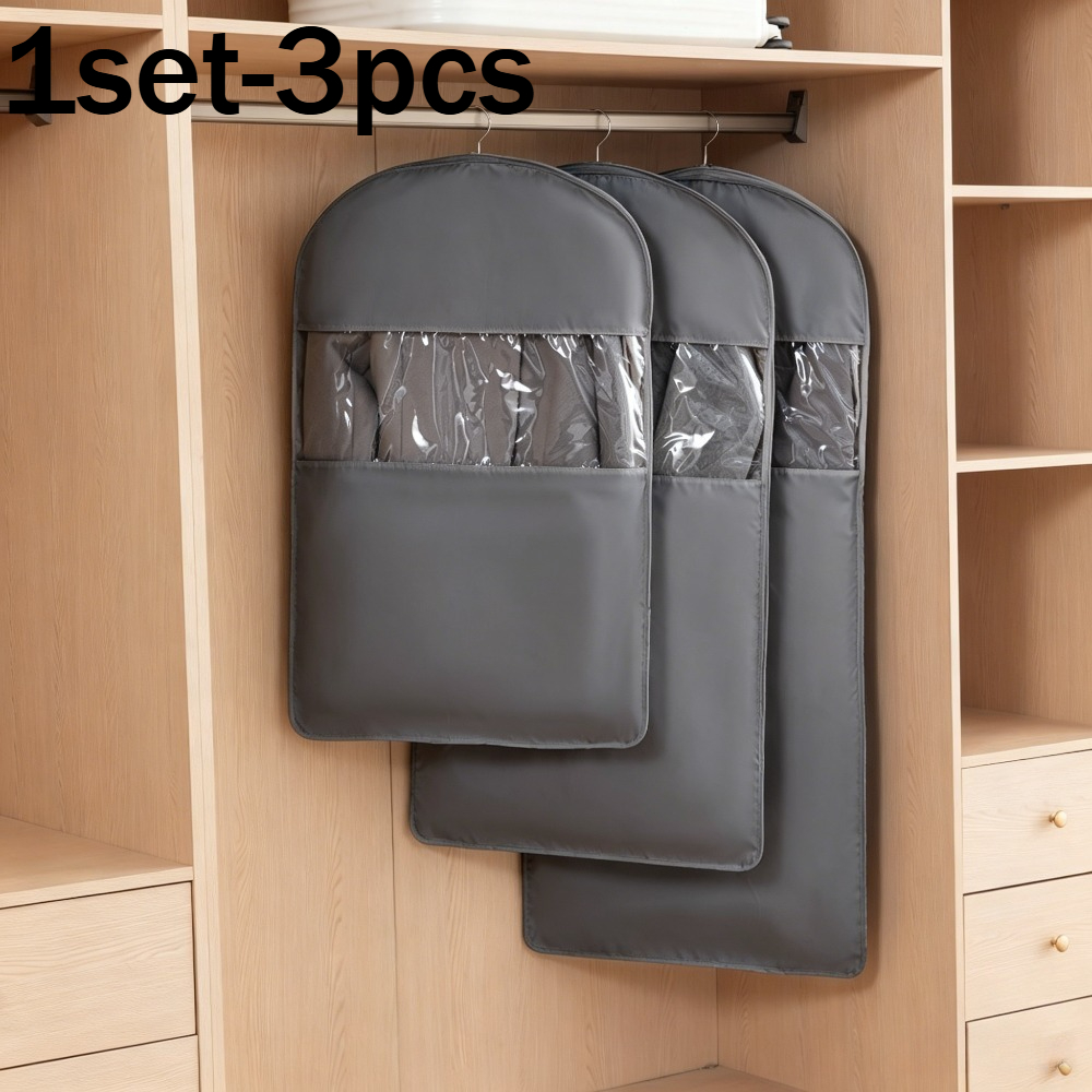 TEMU ["3pcs] Sac Organisateur de Bagages, 3 Tailles Sacs de Compression Suspendus pour Vêtements, Organisateur de Placard Anti-Poussière avec Fenêtre