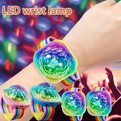 rgb wrist ambient light three color changing four rgb gradient jump flashing and color changing with music disco strobe led wristband suitable for discos karaoke family eid al fitr easter and birthday gifts
