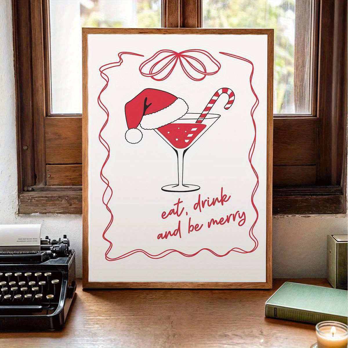 TEMU 2d Flat, 2d Flat, 1pc 2d Flat Printed Christmas Cocktail Art Posters In A Minimalist Style, Designed For Wall Decoration. Unframed Canvas Prints