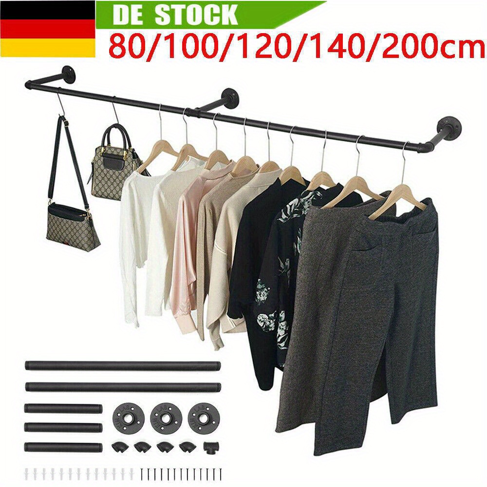 Clothes Rail 80/ 100/ 120/ 140/ 200cm Heavy Duty Coat Rail Industrial Coat Rack For Wall