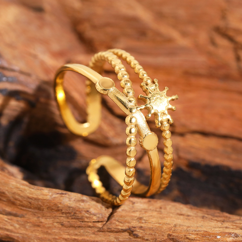 Women's Multi-Layer Sun and Star Beaded Adjustable Ring