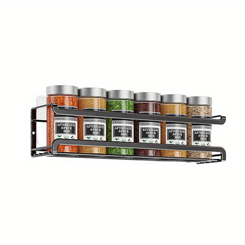 TEMU 2pcs/4pcs Wall-mounted Spice Rack, Space- Spice Storage Box For Storing Spice Jars And Condiments, Screw Or Adhesive Hanging Spice Rack Storage