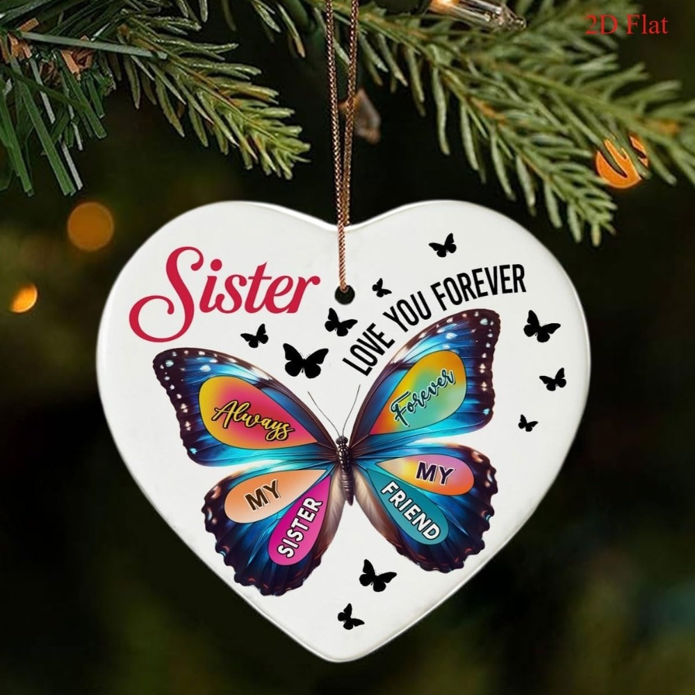 TEMU 2d Flat, 1pc 1pcs Suitable For Mother's Day & Halloween 1pc Heart-shaped Acrylic Sister Pendant With Wing Decor - Hanging Ornament For Sister
