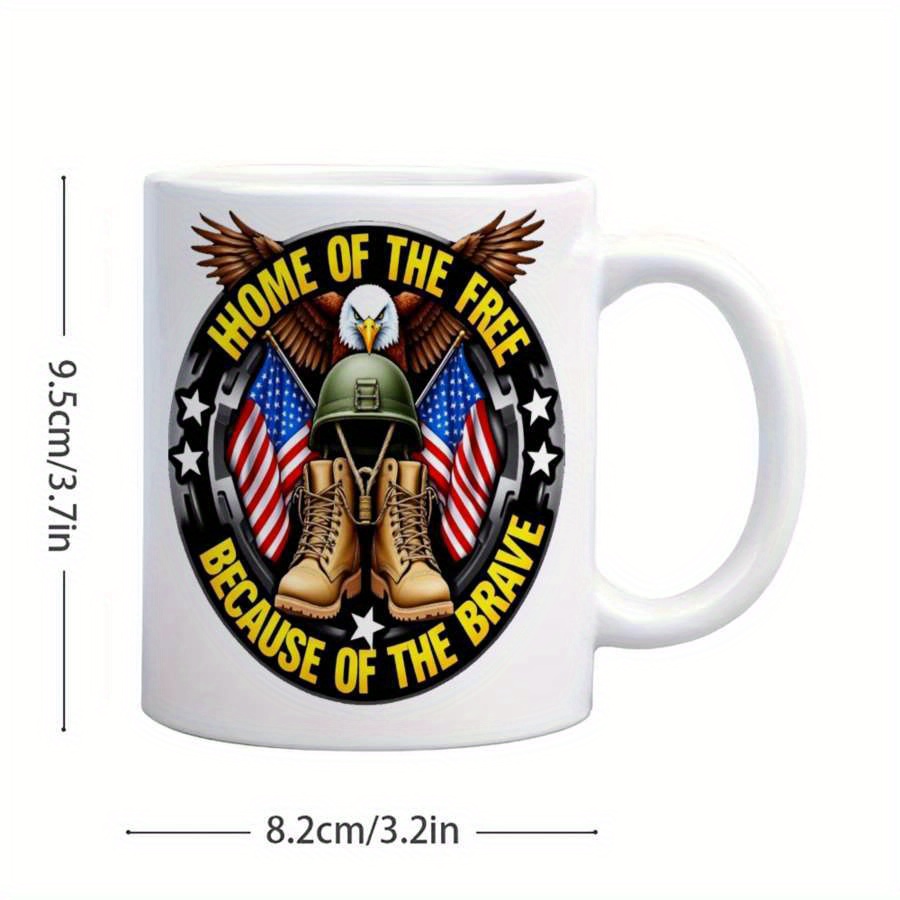 1pc 11oz ceramic coffee mug home of     of   military patriotic design insulated reusable supportive mug     men   honor   11oz white 10