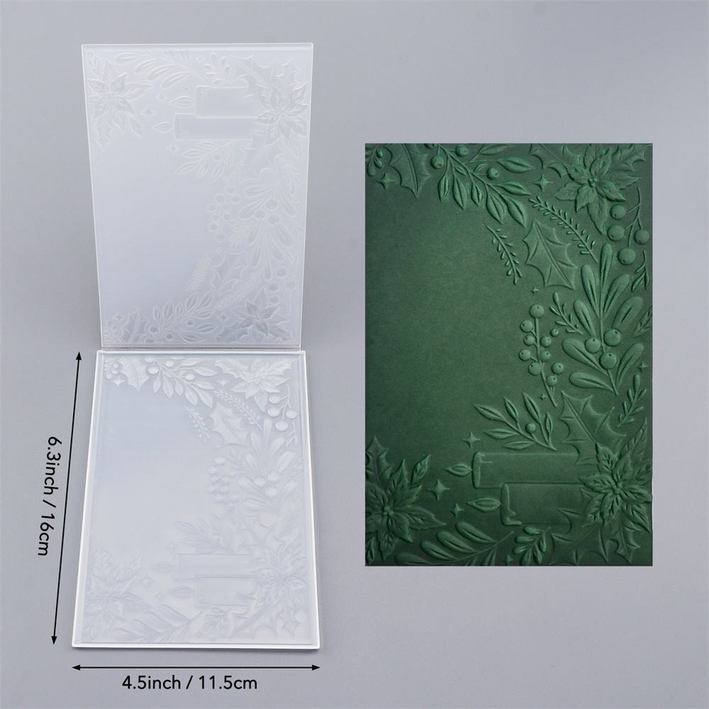 3d Embossing Folder For Christmas Decorations, Featuring Textured Patterns For Scrapbooking And Crafting Decorative Cardboard Projects