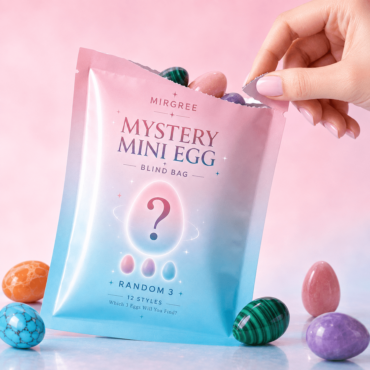 TEMU Natural Polished Mystery Mini Egg Blind Bag, 3 Random , Easter Party Favor, Gift, Home Decor Ornament