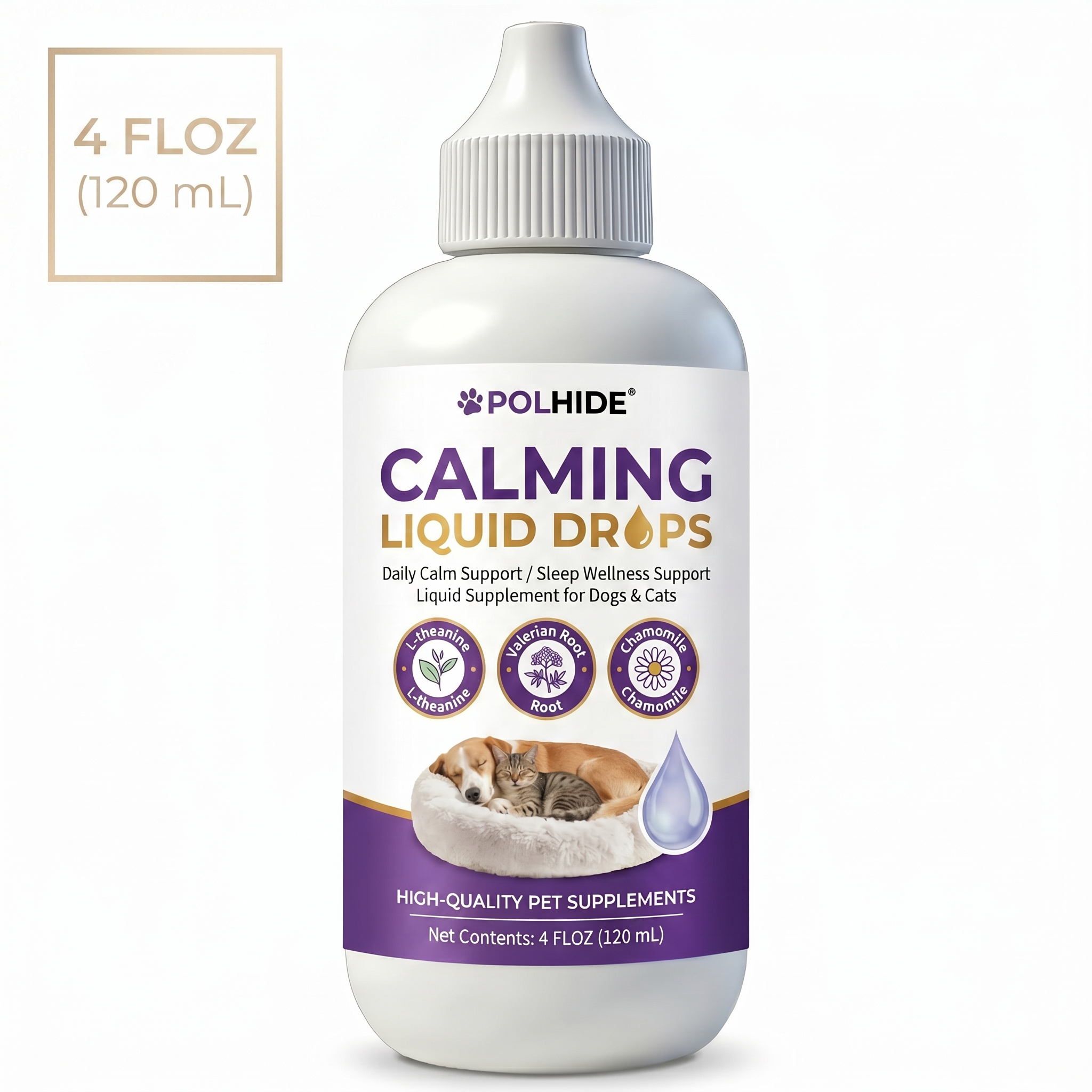 Polhide Herbal Pet Supplement For Dogs And Cats, Botanical Blend With Chamomile And , Support Wellness Support For Pets, 4 Fl Oz (120 Ml)