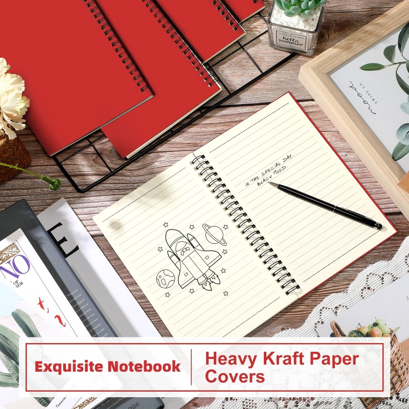 7pcs spiral notebook bulk a5 journal lined 8 3 x 5 5 writing composition paper small notepad subject notebook office business back to school supplies red