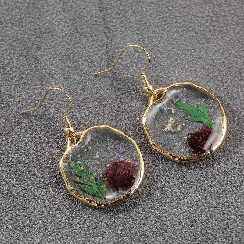 Women's Dried Flower Earrings with Botanical Specimen Design