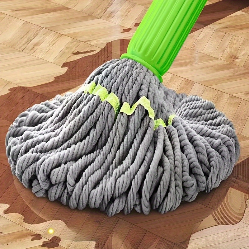 [Super Absorbent Rotary Mop] 1pc Super Absorbent Rotary Mop with Green Handle - Ideal for Home, Kitchen, School, Office, Bathroom & RV Travel - 7pcs Set | Easy-to-Clean Microfiber Mop Head & Bucket