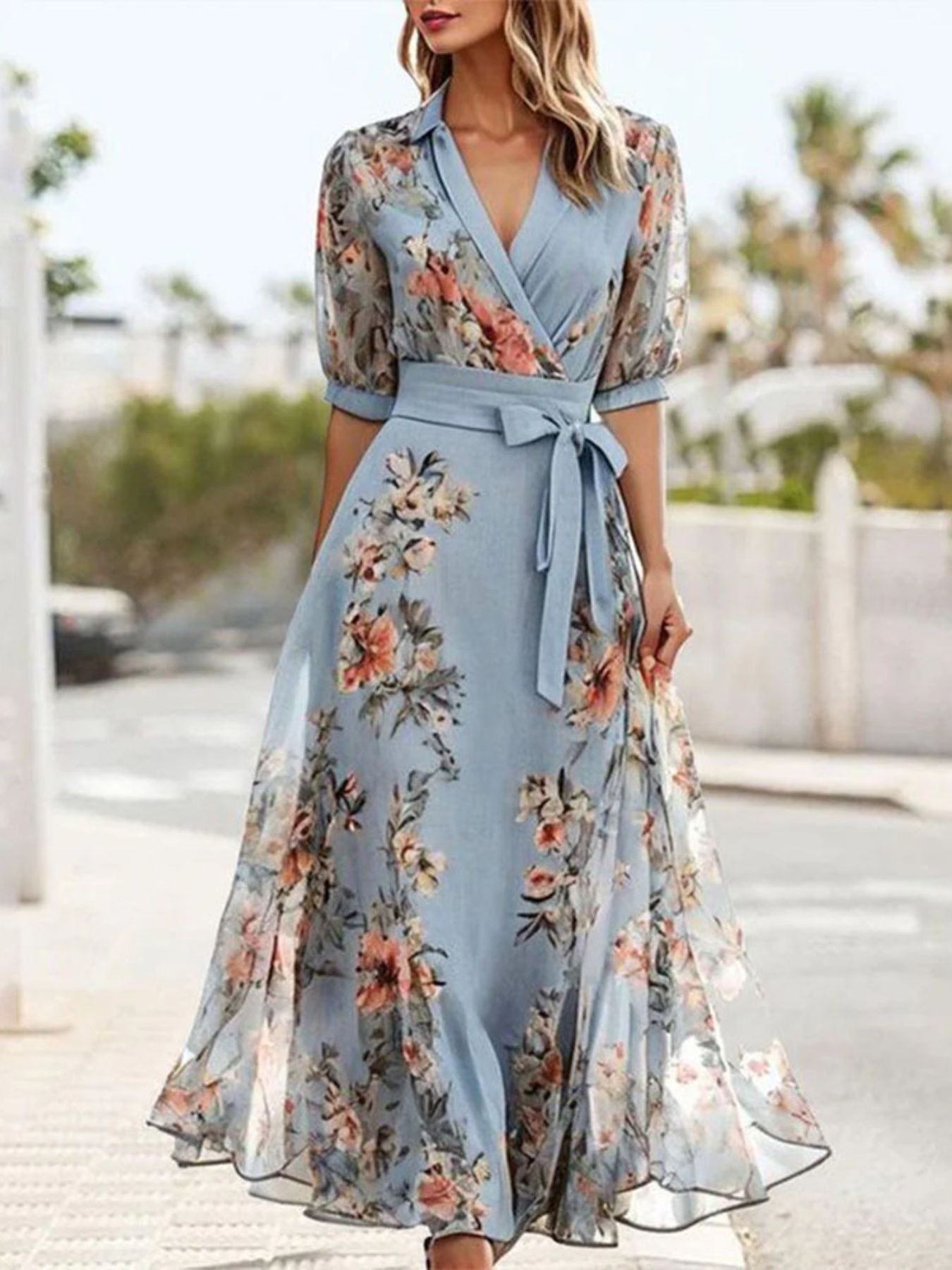 Strawberry Mango Geek Bar Near Me Baltic Born Womens Raelynn Maxi Dress |  Dusty Blue Floral blue floral long dress sold on Temu United States