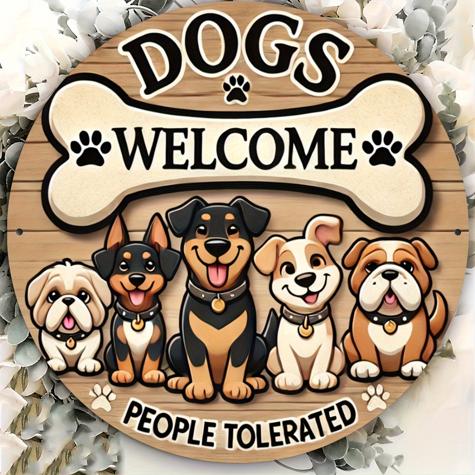 TEMU 1pc Vintage Aluminum Dog Welcome Sign, Humorous Home Decor Sign, Suitable For Wall Art, Ideal For Restaurants, Bars, Cafes, Garages, Fun Animal