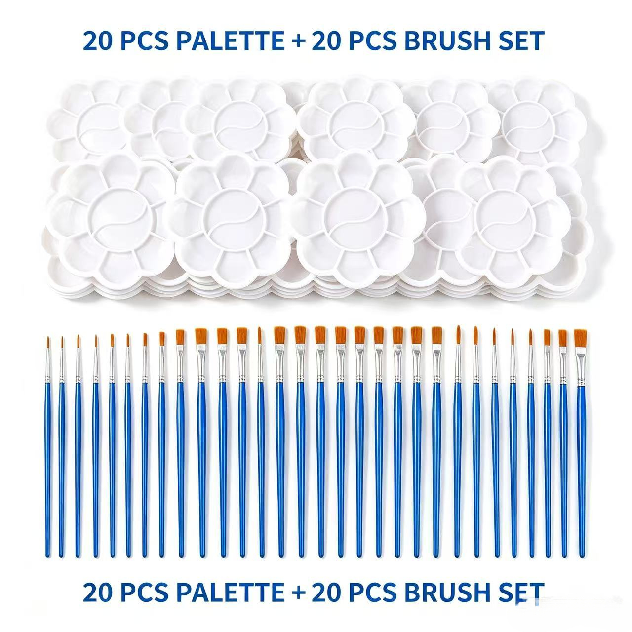 TEMU 20 Palettes + 20 Brush Set, Cherry -shaped Plastic Palette. The Brushes Provide Color Application, Are Disposable And No Cleaning, And Features