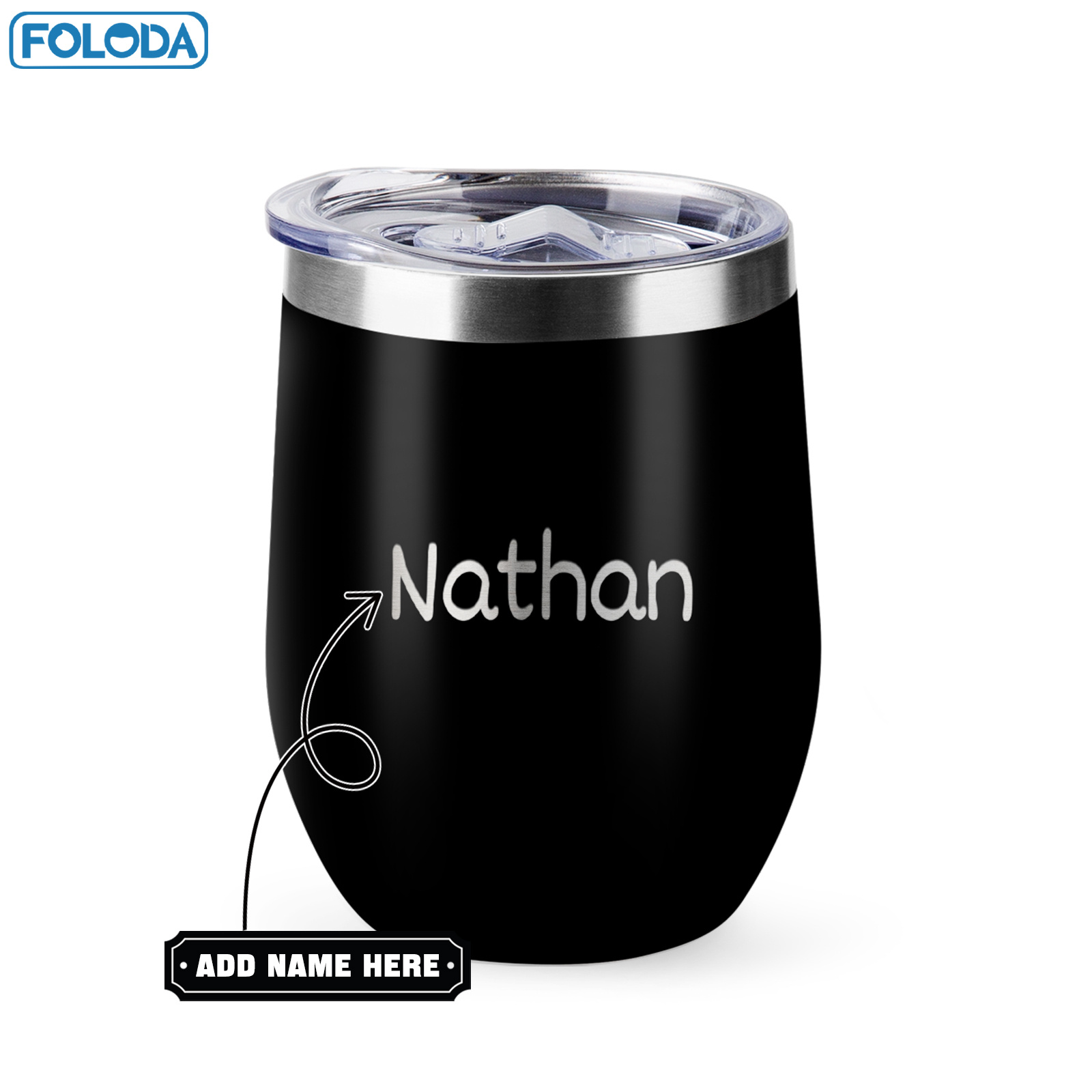 TEMU Foloda 1pc Custom Name Tumbler 12oz Handwriting Font Matte Shaped Cup Stainless Steel Travel Mug Double Wall Vacuum Insulated Coffee Cup