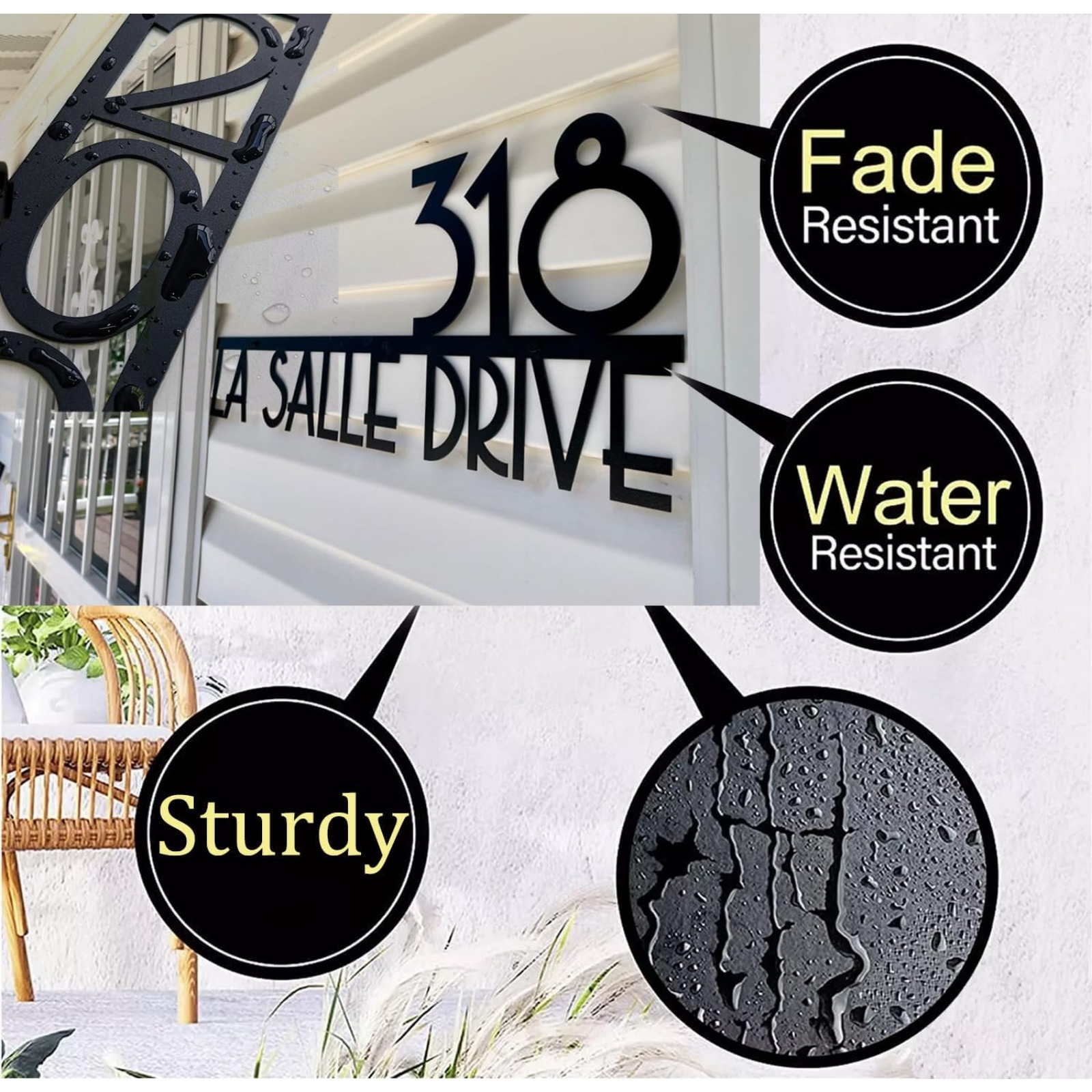 Custom Metal House Number Sign - Modern Outdoor Address Plaque with Street Name, Wall Art Decor - Unique Handmade New Home Gift by Briartw