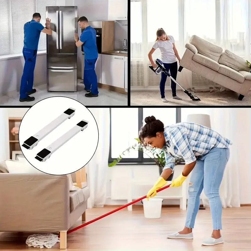 2pcs Household Heavy-Duty Adjustable Mobile Base with Wheels, Appliance Cart, Non-Slip Mat, Stable Load-Bearing Design, Suitable for Refrigerators, Washing Machines, Freezers - Heavy-Duty Metal Structure, for Home And Commercial Use, High-Load Tra