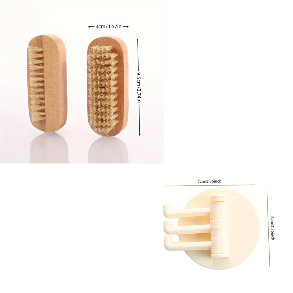 2pcs Double-Sided Nail Brush with Wood Handle